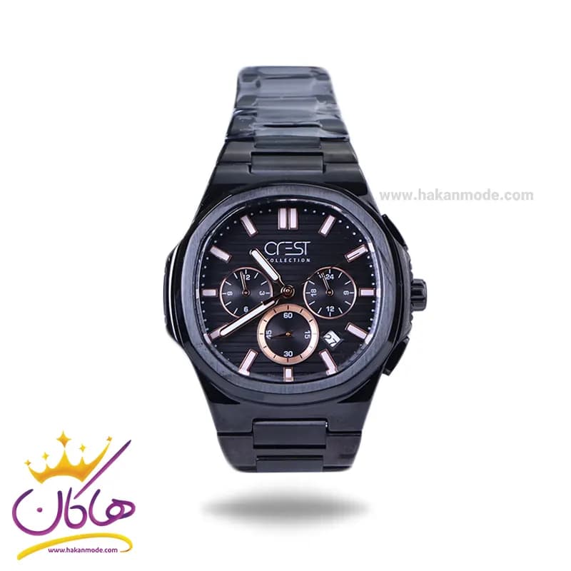 ساعت مچی عقربه ای کرست مردانه فلزی مشکی crest 6319/5