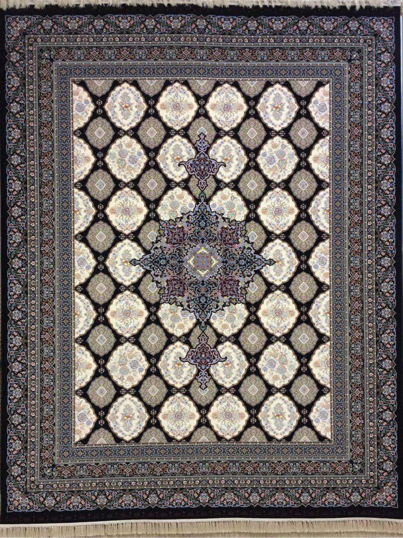فرش ۱۲۰۰ شانه نقشه دلربا زمینه سرمه ای