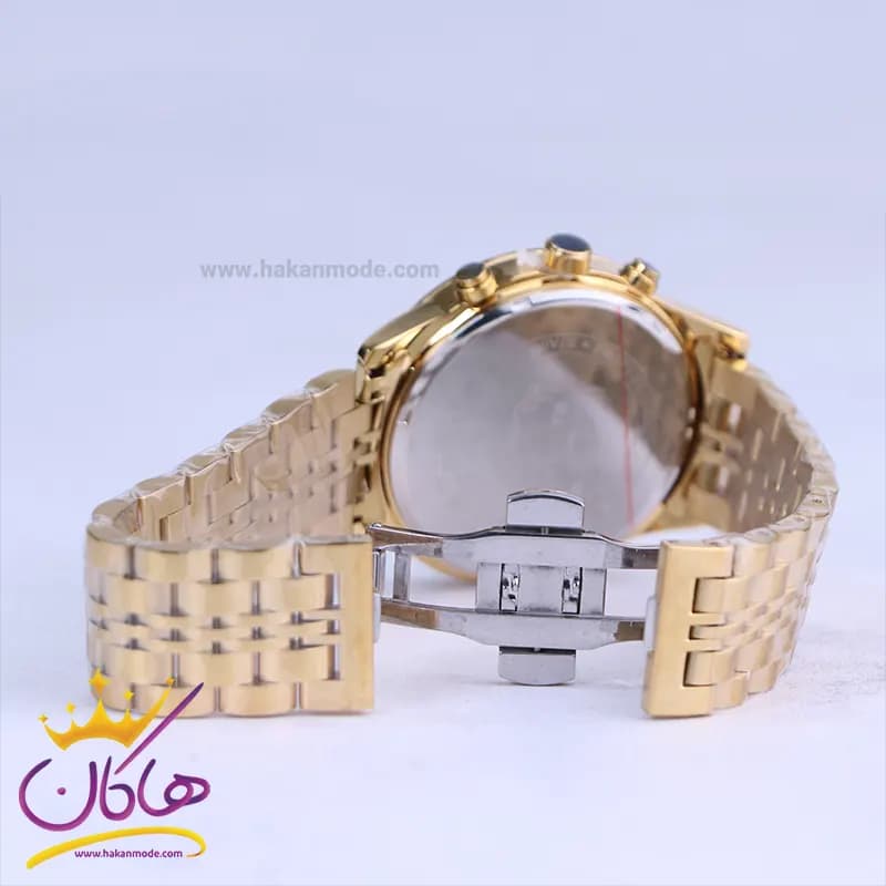 ساعت مچی الگانس مردانه فلزی طلایی صفحه مشکی 9766/1 — تصویر ۲