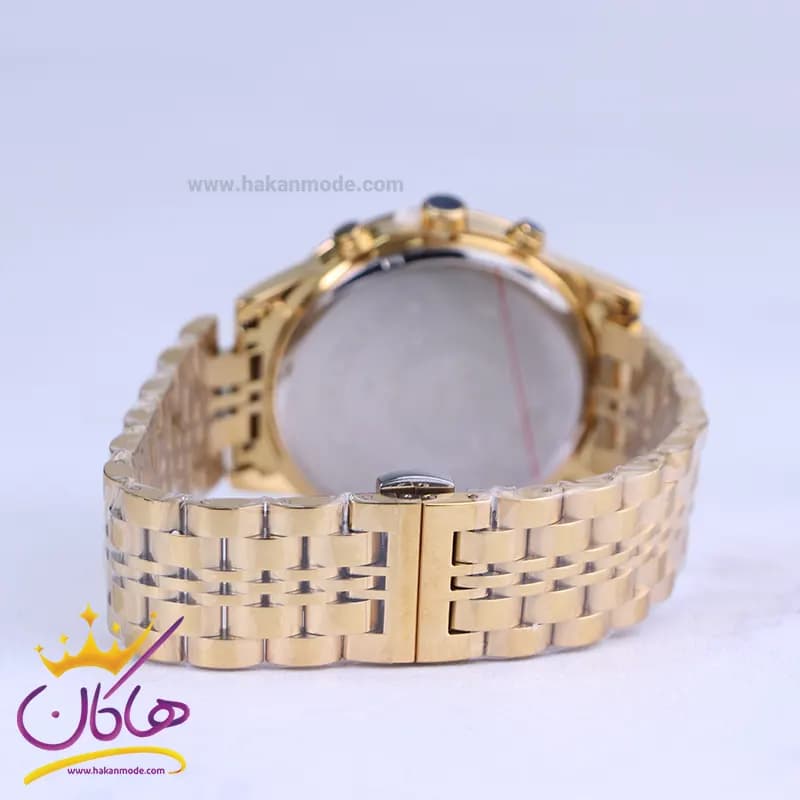ساعت مچی الگانس مردانه فلزی طلایی صفحه مشکی 9766/1 — تصویر ۳