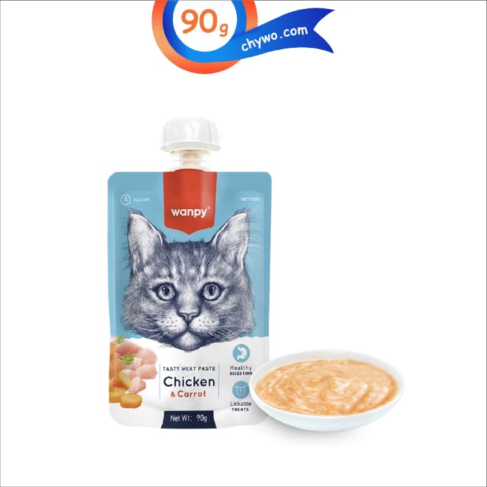 پودینگ گربه ونپی طعم مرغ و هویج (انگلیسی آبی) وزن 90 گرم Wanpy Cat — تصویر ۲