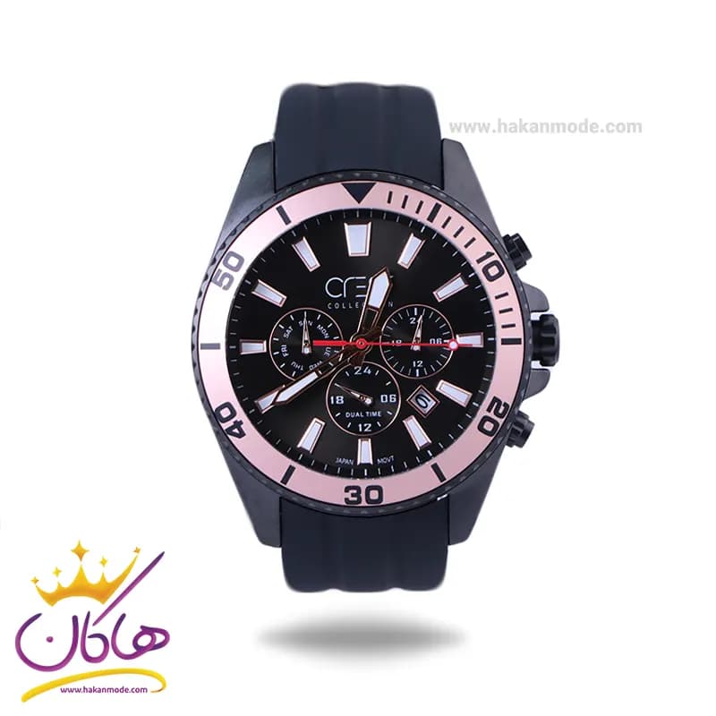 ساعت مچی عقربه ای کرست مردانه بند رابر مشکی 6275/5