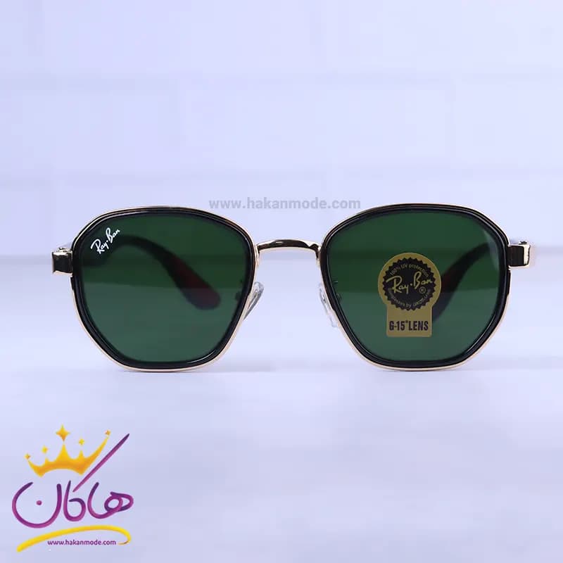 عینک آفتابی مردانه ریبن طلایی شیشه سبز RB3674/1