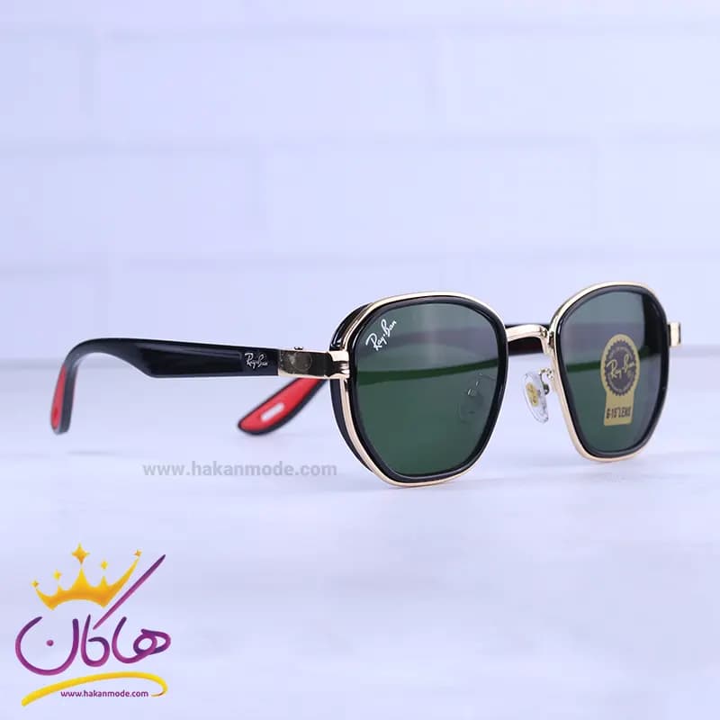 عینک آفتابی مردانه ریبن طلایی شیشه سبز RB3674/1 — تصویر ۴