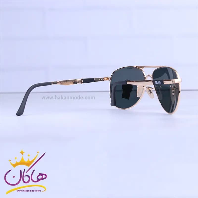 عینک آفتابی مردانه ریبن طلایی شیشه مشکی RB 5228/1 — تصویر ۳
