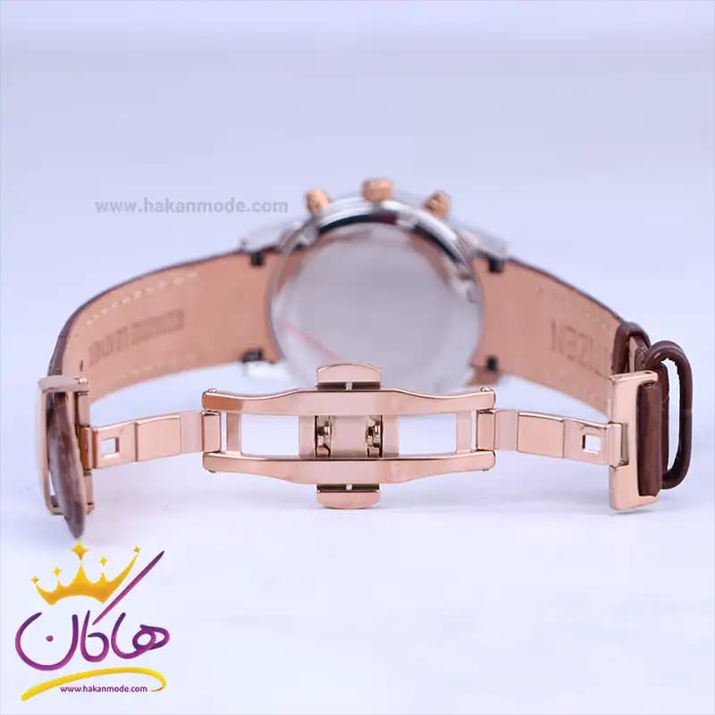 ساعت مچی سیتیزن زنانه بند چرم قهوه ای قاب رزگلد کرنوگراف L8111/4 — تصویر ۲