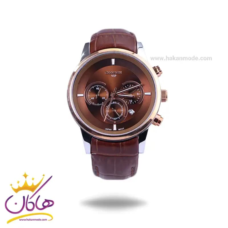 ساعت مچی سیتیزن مردانه بند چرم صفحه قهوه ای کرنوگراف G8111/3