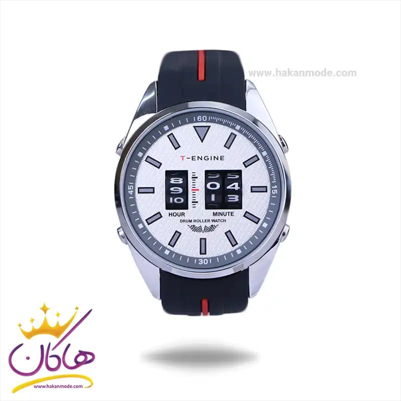 ساعت مچی تی انجین دریفتر مردانه بند رابر صفحه سفید