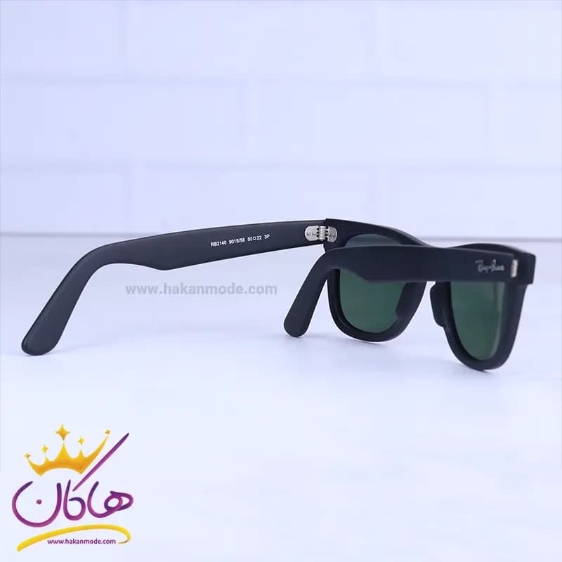 عینک آفتابی ری بن مشکی شیشه سبز پلاریزه RB2140 — تصویر ۴
