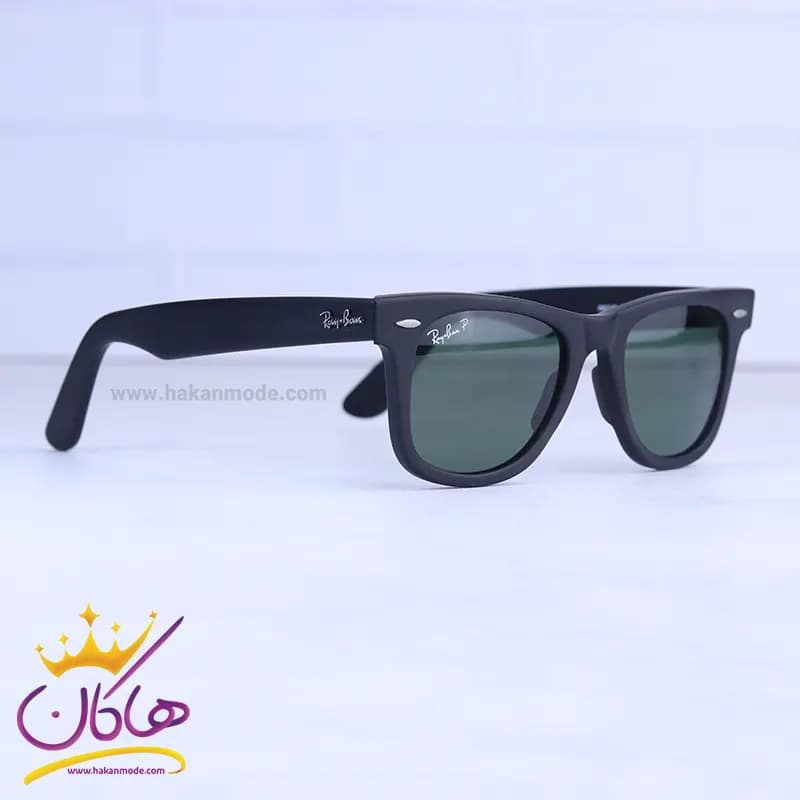 عینک آفتابی ری بن مشکی شیشه سبز پلاریزه RB2140 — تصویر ۳