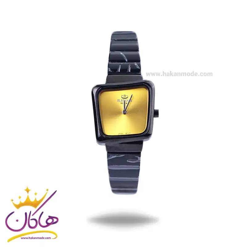 ساعت مچی الگانس زنانه استیل مشکی صفحه مربع ER 2196/5