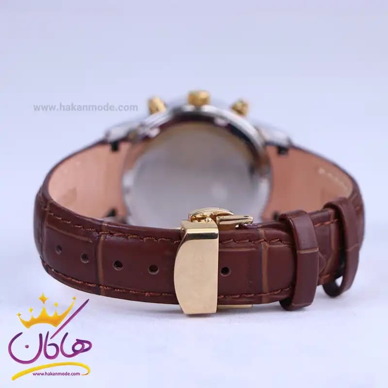 ساعت مچی سیتیزن زنانه بند چرم قهوه ای قاب طلایی کرنوگراف L8111/2 — تصویر ۳