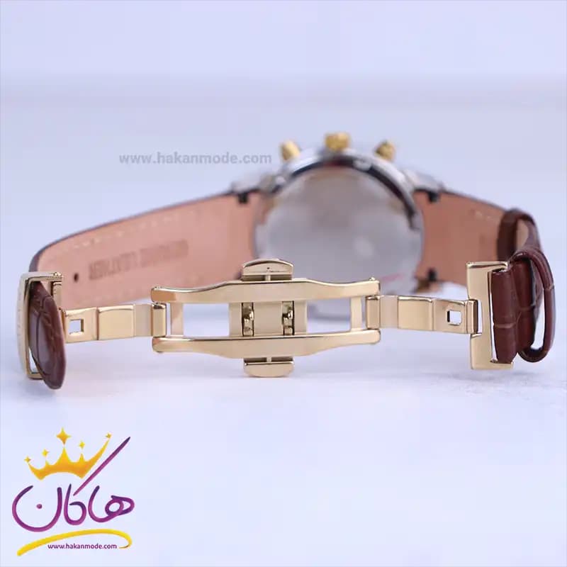 ساعت مچی سیتیزن زنانه بند چرم قهوه ای قاب طلایی کرنوگراف L8111/2 — تصویر ۲