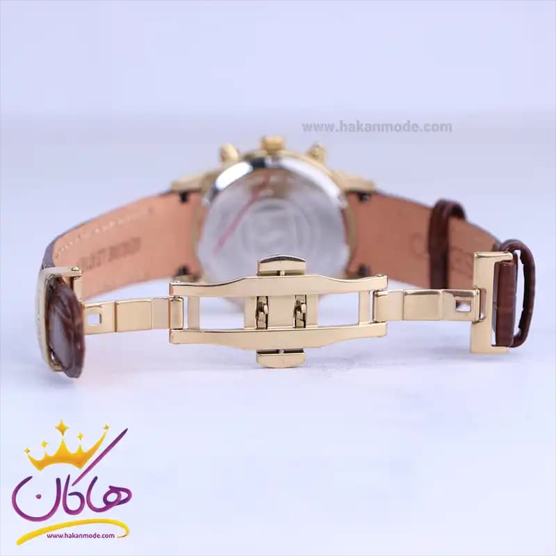 ساعت مچی سیکو زنانه بند چرم قاب طلایی کرنوگراف L9233/16 — تصویر ۲