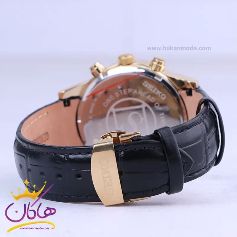 ساعت مچی سیکو مردانه بند چرم قاب طلایی کرنوگراف G9232/1 — تصویر ۳