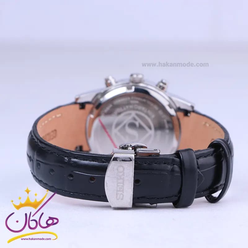 ساعت مچی سیکو زنانه بند چرم قاب نقره ای کرنوگراف L9233/4 — تصویر ۳