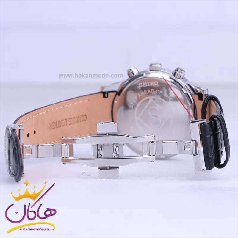 ساعت مچی سیکو مردانه بند چرم مشکی کرنوگراف G9233/3 — تصویر ۲