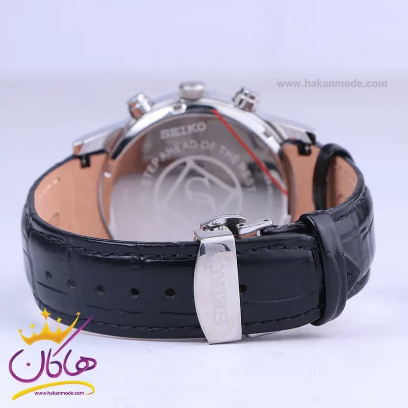 ساعت مچی سیکو مردانه بند چرم مشکی کرنوگراف G9233/3 — تصویر ۳