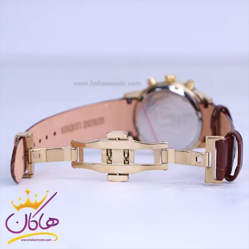 ساعت مچی سیکو زنانه بند چرم قهوه ای قاب طلایی کرنوگراف L9232/4 — تصویر ۲