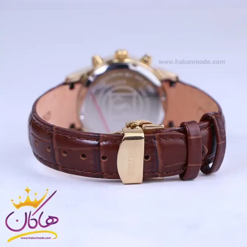 ساعت مچی سیکو زنانه بند چرم قهوه ای قاب طلایی کرنوگراف L9232/4 — تصویر ۳