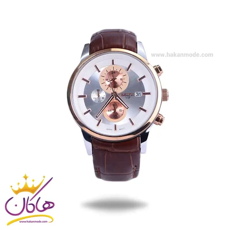 ساعت مچی سیکو مردانه بند چرم قهوه ای کرنوگراف G8117/7