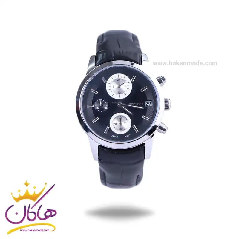 ساعت مچی سیکو زنانه بند چرم مشکی کرنوگراف L8117/2