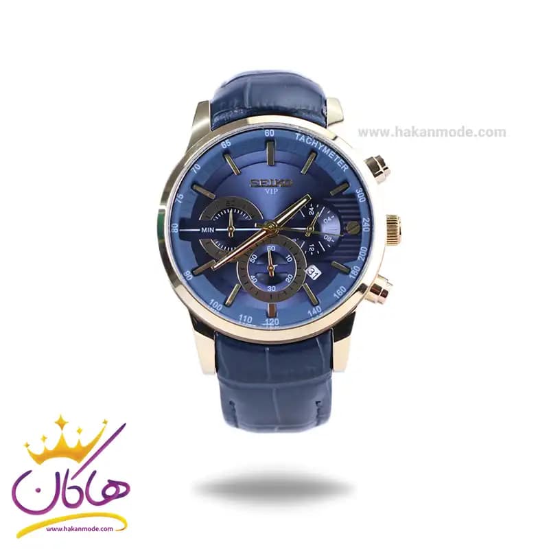 ساعت مچی سیکو مردانه بند چرم سورمه ای کرنوگراف G9233/13