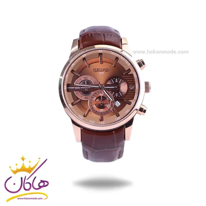 ساعت مچی سیکو مردانه بند چرم قهوه ای کرنوگراف G9233/11