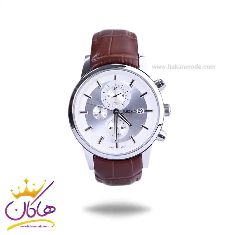 ساعت مچی سیکو مردانه بند چرم قهوه ای کرنوگراف G8117/3