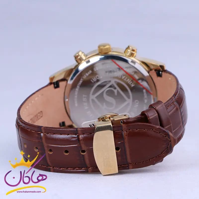 ساعت مچی سیکو مردانه چرم قاب طلایی کرنوگراف G9233/1 — تصویر ۴