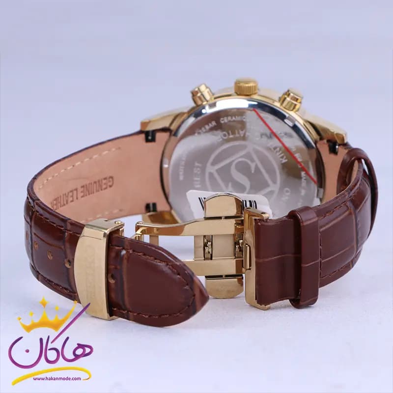 ساعت مچی سیکو مردانه چرم قاب طلایی کرنوگراف G9233/1 — تصویر ۳