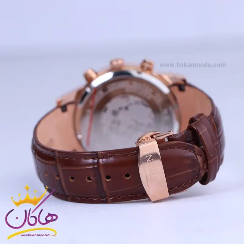 ساعت سیتیزن مردانه بند چرم قهوه ای قاب رزگلد کرنوگراف G9235/1 — تصویر ۳
