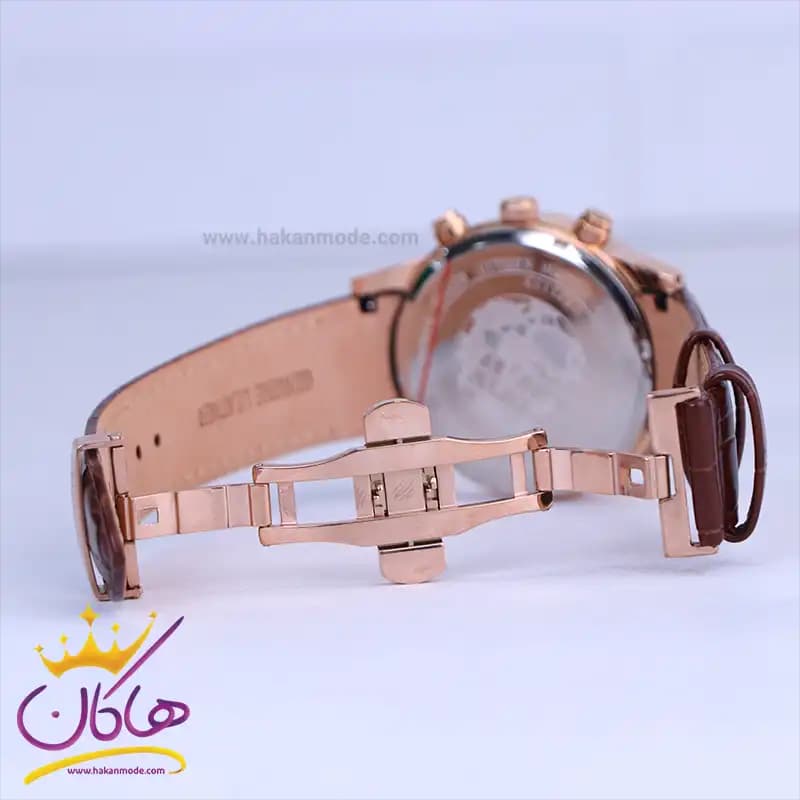 ساعت سیتیزن مردانه بند چرم قهوه ای قاب رزگلد کرنوگراف G9235/1 — تصویر ۲