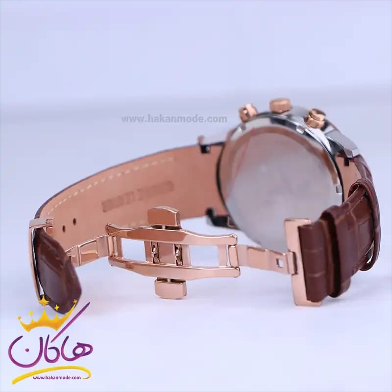 ساعت سیتیزن مردانه بند چرم قهوه ای قاب رزگلد کرنوگراف G8111/7 — تصویر ۲