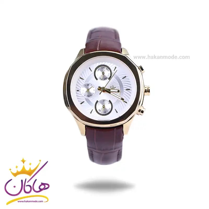 ساعت مچی الگانس زنانه بند چرم قهوه ای صفحه سفید ER2127/6