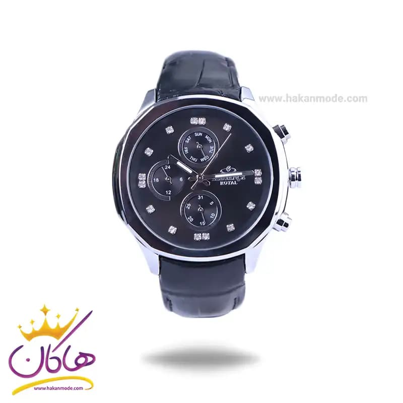 ساعت مچی الگانس مردانه بند چرم صفحه مشکی ER2126/1