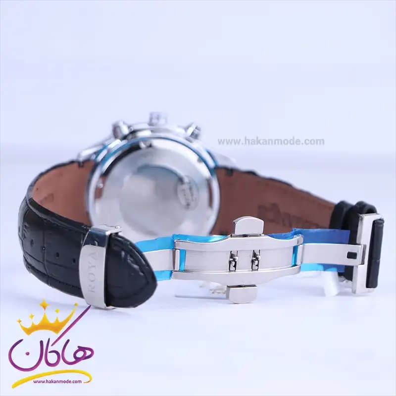 ساعت مچی الگانس مردانه بند چرم صفحه مشکی ER2126/1 — تصویر ۲