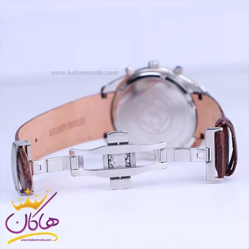 ساعت سیکو مردانه بند چرم قهوه ای قاب نقره ای کرنوگراف G9121/1 — تصویر ۲