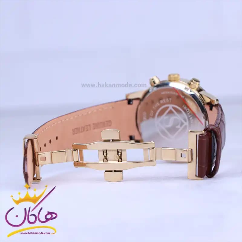 ساعت سیکو مردانه بند چرم قهوه ای قاب طلایی کرنوگراف G9231/1 — تصویر ۲