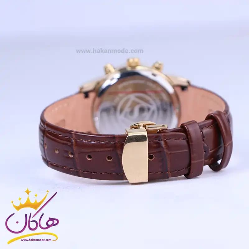 ساعت سیکو زنانه بند چرم قهوه ای قاب طلایی کرنوگراف L9231/2 — تصویر ۳