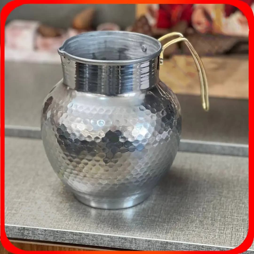 پارچ آب چکشی دسته طلا بدون درب