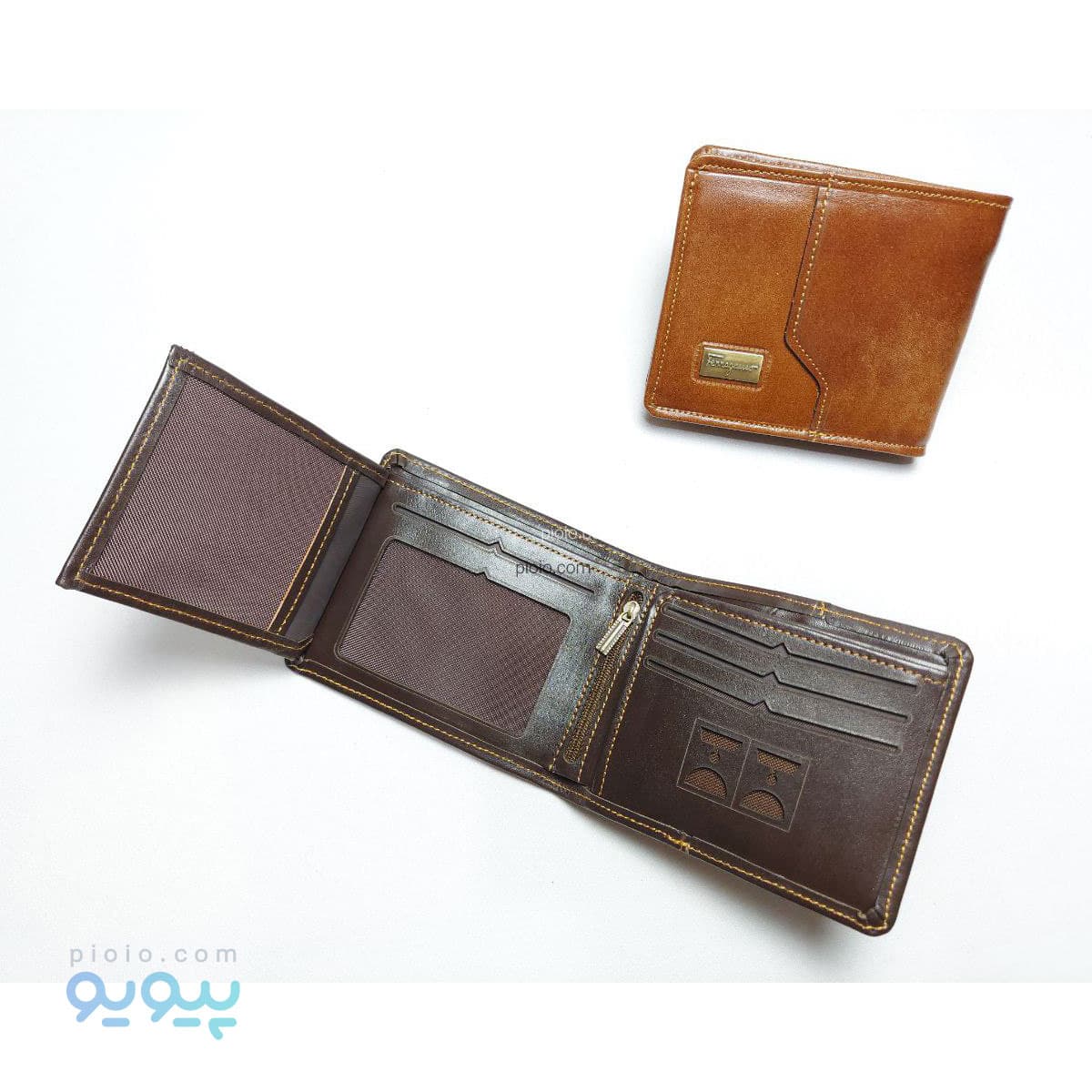 کیف پول چرم طبیعی دوخت منحنی فری گاما تک و عمده — تصویر ۳