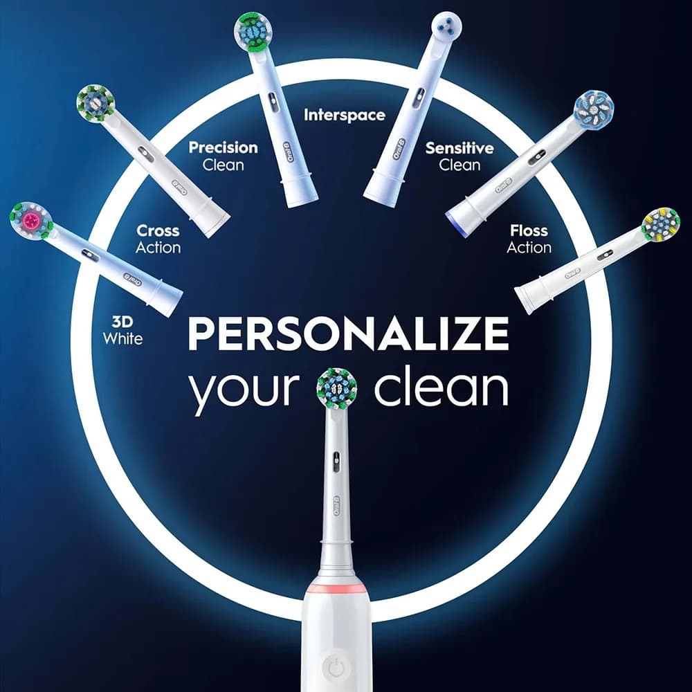 مسواک برقی اورال بی مدل ORAL B Pro 3 Pure( دندان حساس)سنسور فشار لثه .آلمانی (به همراه کیس مسواک برقی) سفید رنگ + یدک اضافه — تصویر ۴