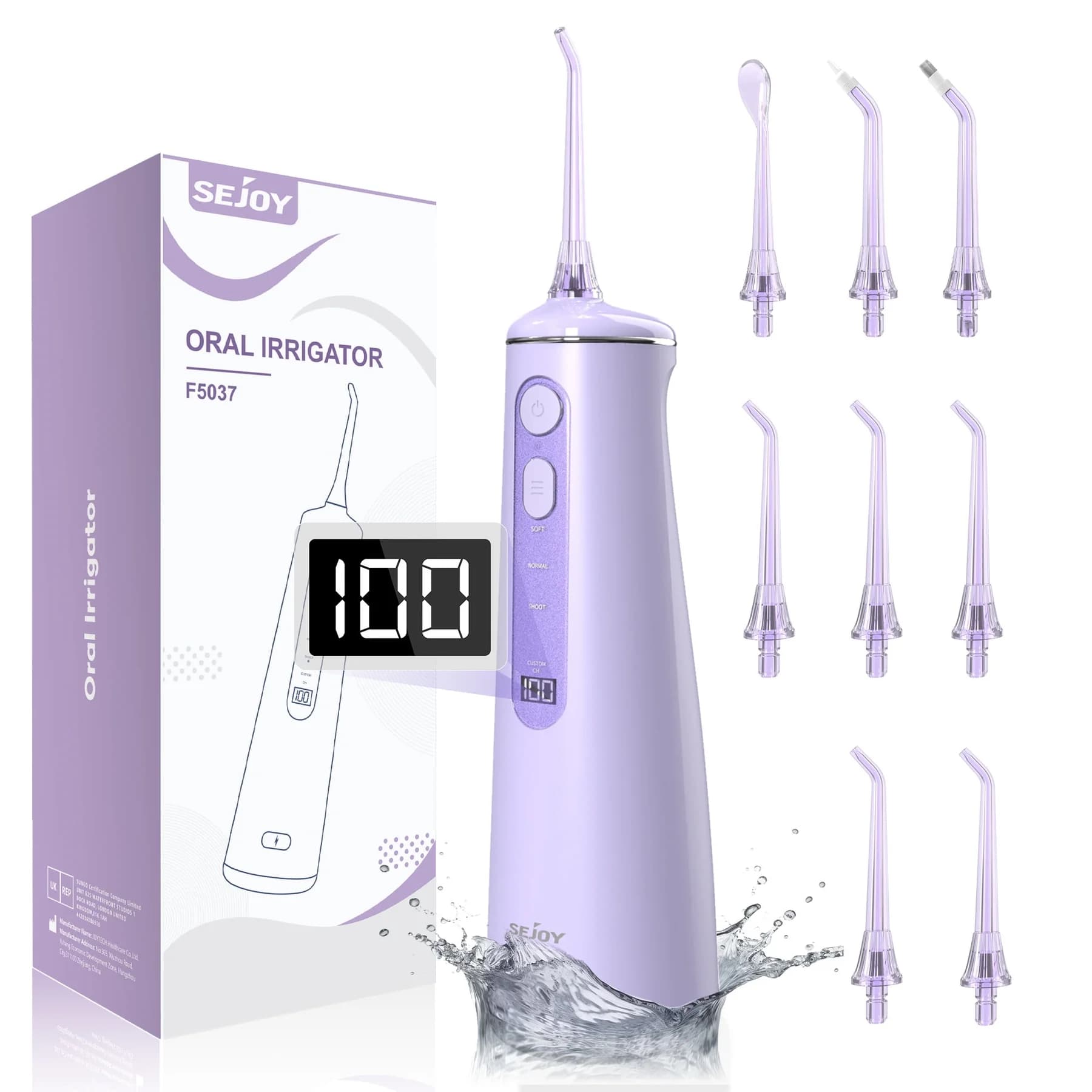 واتر جت شارژی سیجوی مدل (5037) .SEJOY PORTABLE WATER FLOSSER سفارش آلمان. فروش در آمازون(رنگ یاسی ) باگارانتی