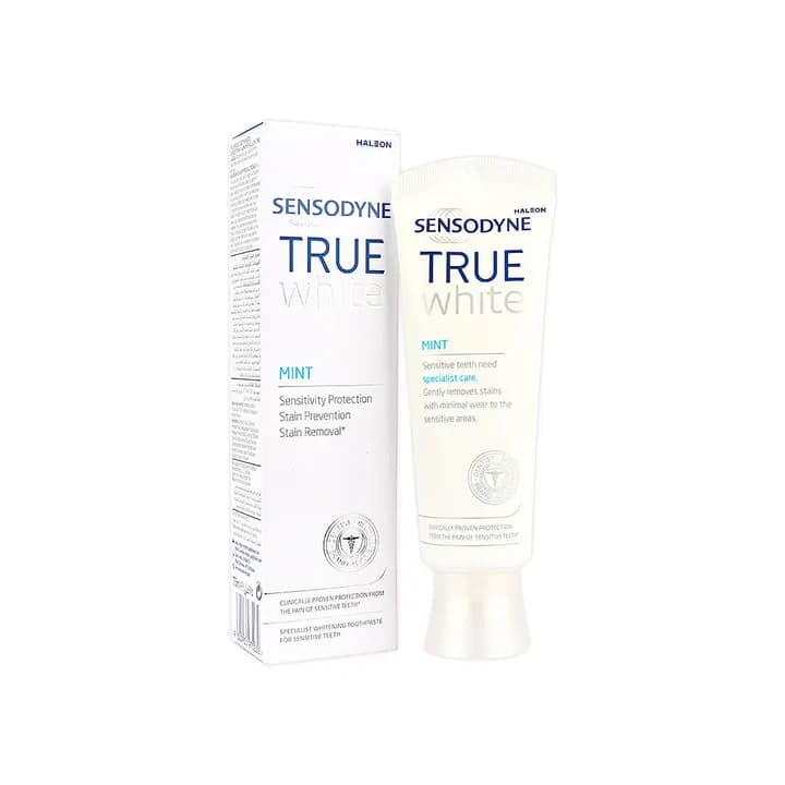 خمیر دندان سفید کننده ملایم برای دندان های حساس سنسوداین مدل وایت ترو sensodyne White TRUE با طمع نعناع