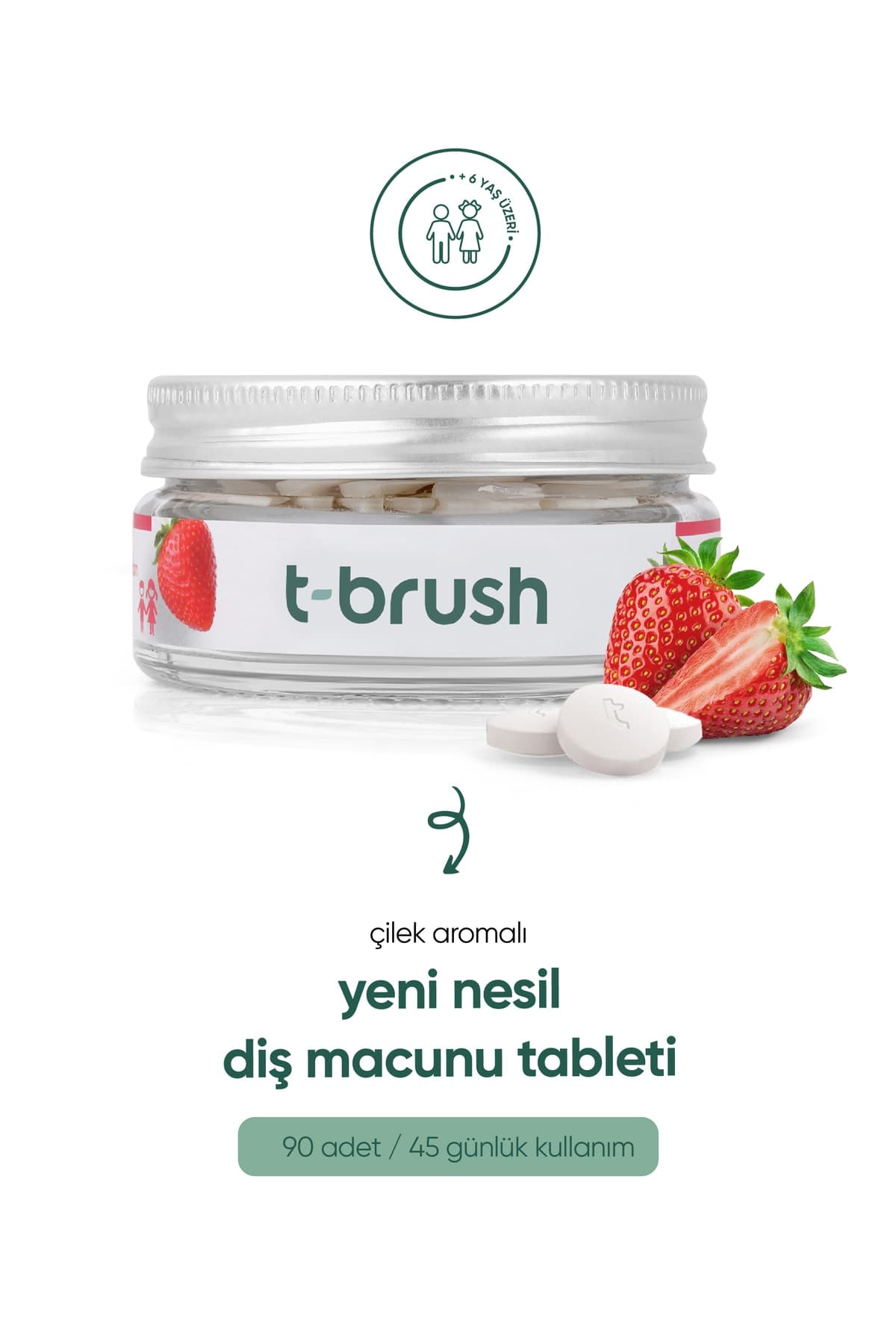 قرص‌های خمیر دندان گیاهی با طعم توت فرنگی – حاوی فلوراید بدون گلوتن وگان اورجینال TBRUSH