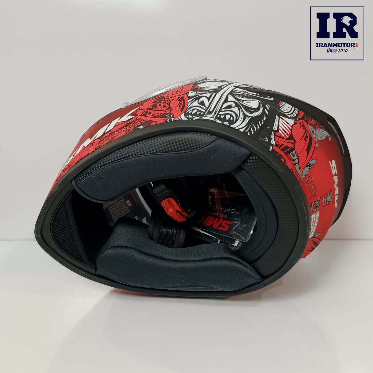 کلاه کاسکت فک ثابت استلار SMK مدل samurai – مشکی قرمز — تصویر ۴