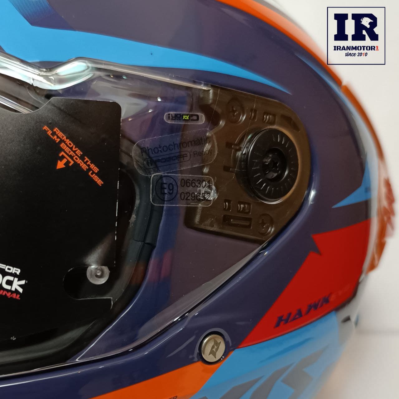 کلاه کاسکت فک ثابت عینک دار AXXIS اکسیس HAWK EVO – آبی نارنجی — تصویر ۸