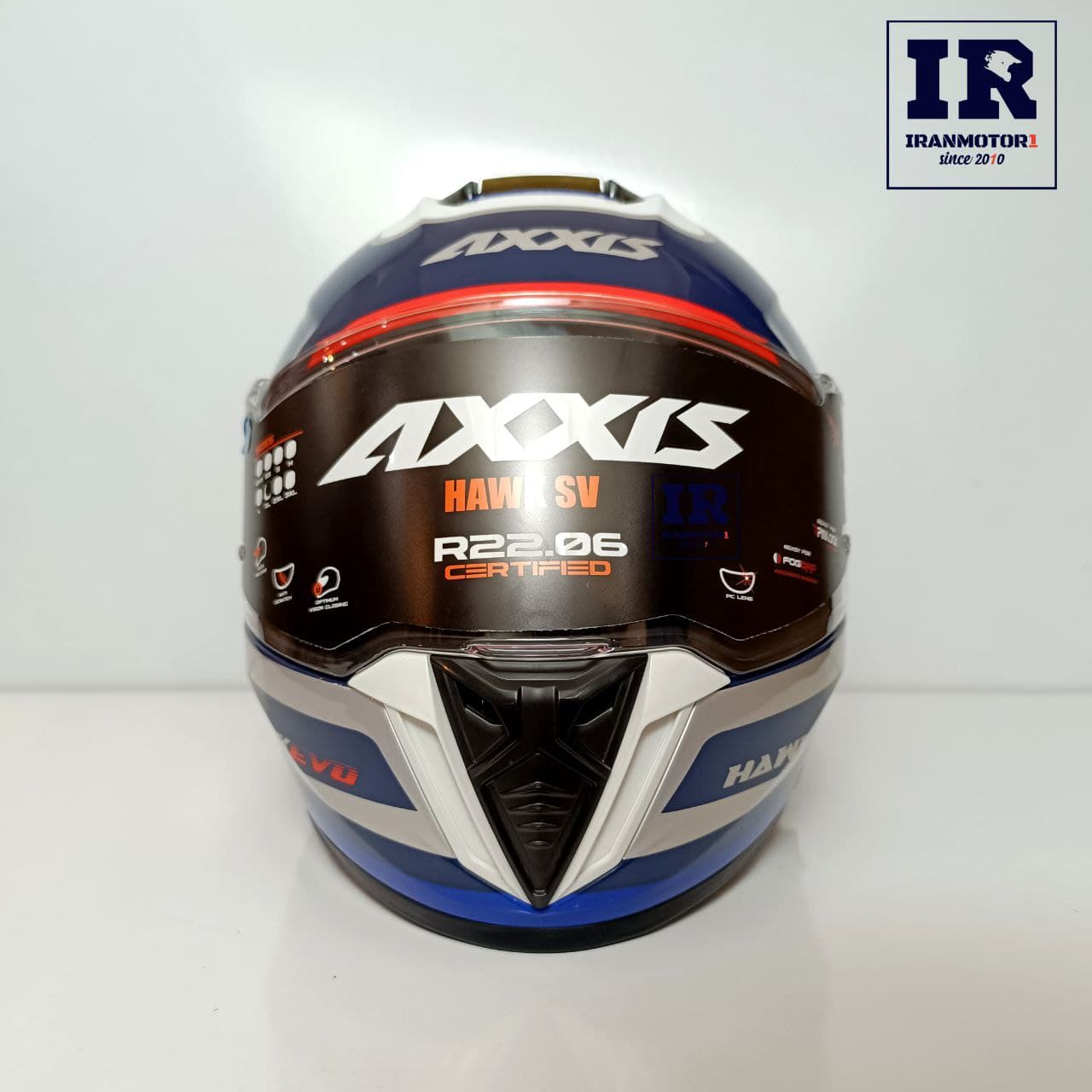 کلاه کاسکت فک ثابت عینک دار AXXIS اکسیس HAWK EVO – آبی سرمه‌ای — تصویر ۲