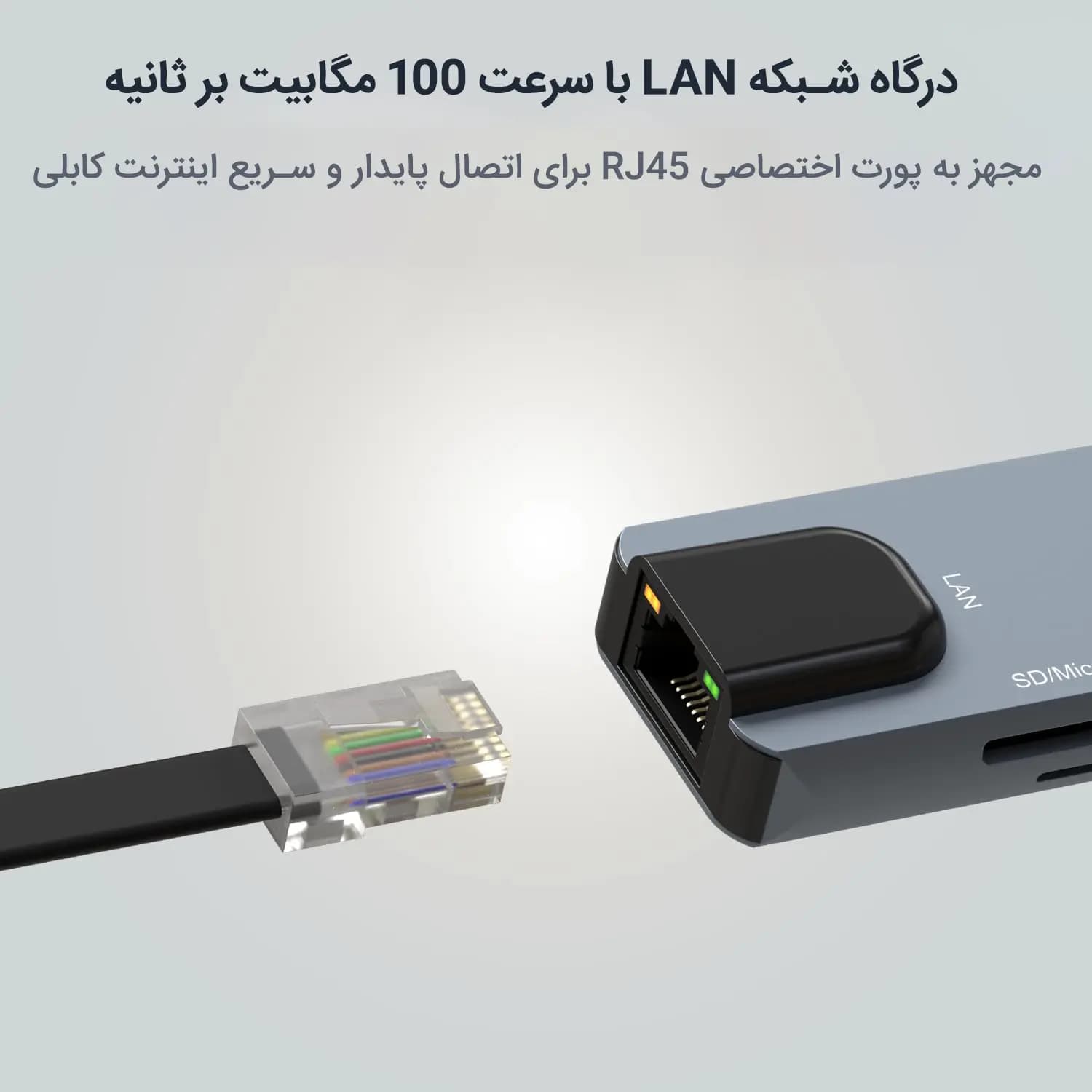 هاب سیپولار ۸ در ۱ مدل 8in1 SP-HU879 دارای پورتهای PD ,USB Type-C ,USB 3.0 ,USB 2.0 ,HDMI شبکه RG45 و کارتخوانهای SD و TF با قابلیت اتصال آداپتور — تصویر ۳
